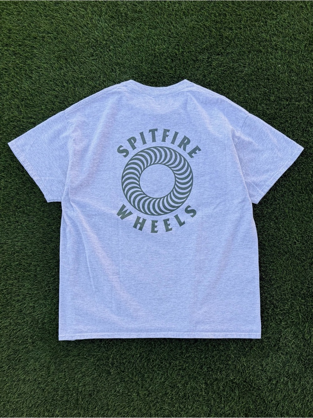 Spitfire Wheels Graphic T-Shirt Gray & Green Baggy Tee Short Sleeve Size XL